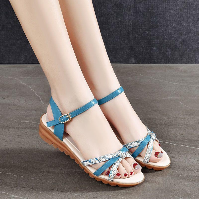 Outdoor With Low Heels Women's Sandals Flat Rubber Ladies Shoes Asian Size 2025 Luxury Footwear Anti Slip Hot Vip Original Shoe