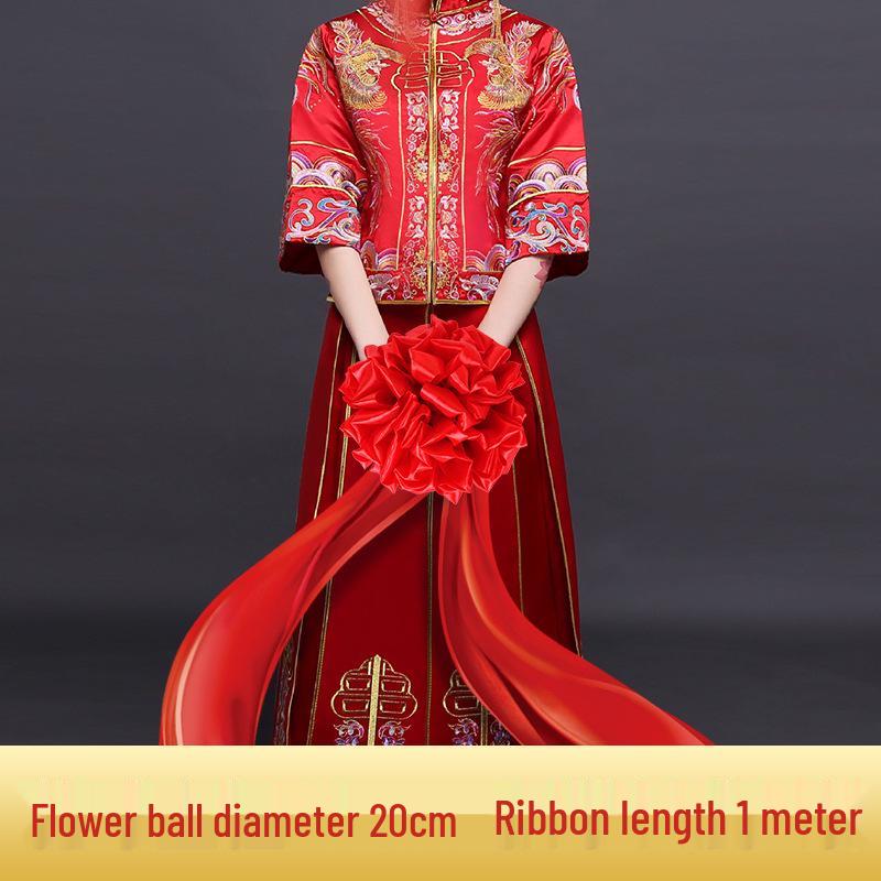 “Ceremonial Red Silk Flower Ball for Ribbon Cutting & Special Events”