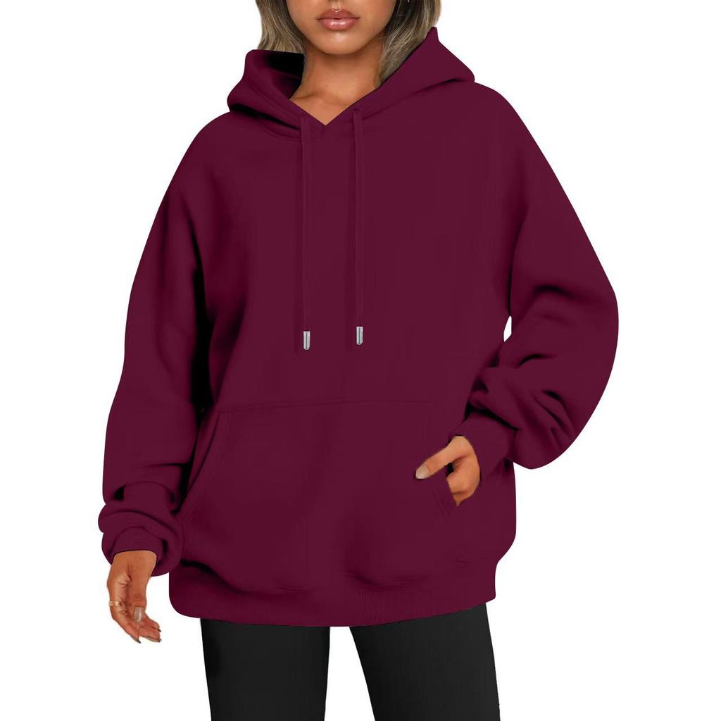 Unisex Loose Casual Autumn/Winter Hooded Pullover with Drawstring and Drop Shoulder Sleeves