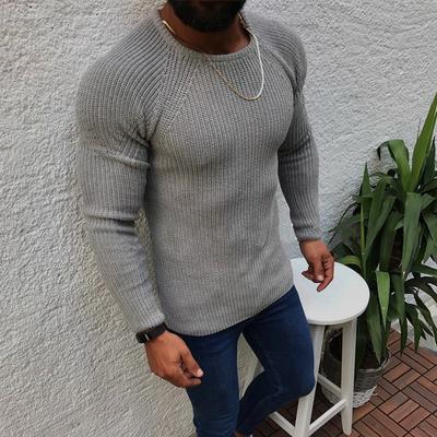 2025 Autumn/Winter Slim-fit Long-sleeved Round-neck Pullover Knitted Sweater Top for Men