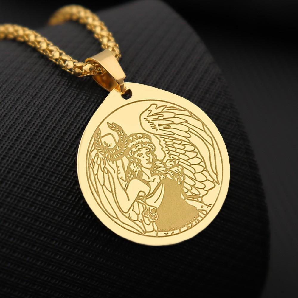 

Модное поп-ожерелье из нержавеющей стали с подвеской «Победа Богиня», подарок на удачу в стиле хип-хоп