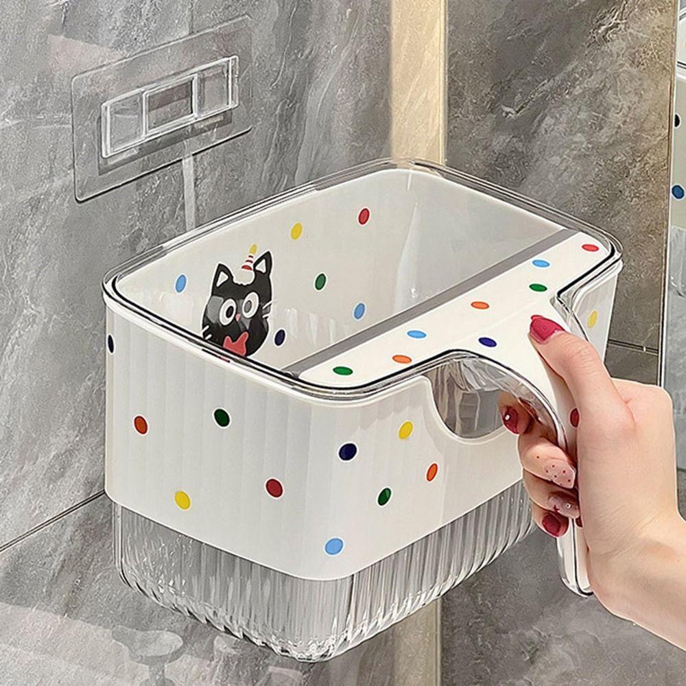 Cartoon Wall Mounted Trash Can Space Saving Kitchen Wastebasket Cute Food Waste Bin  Camping