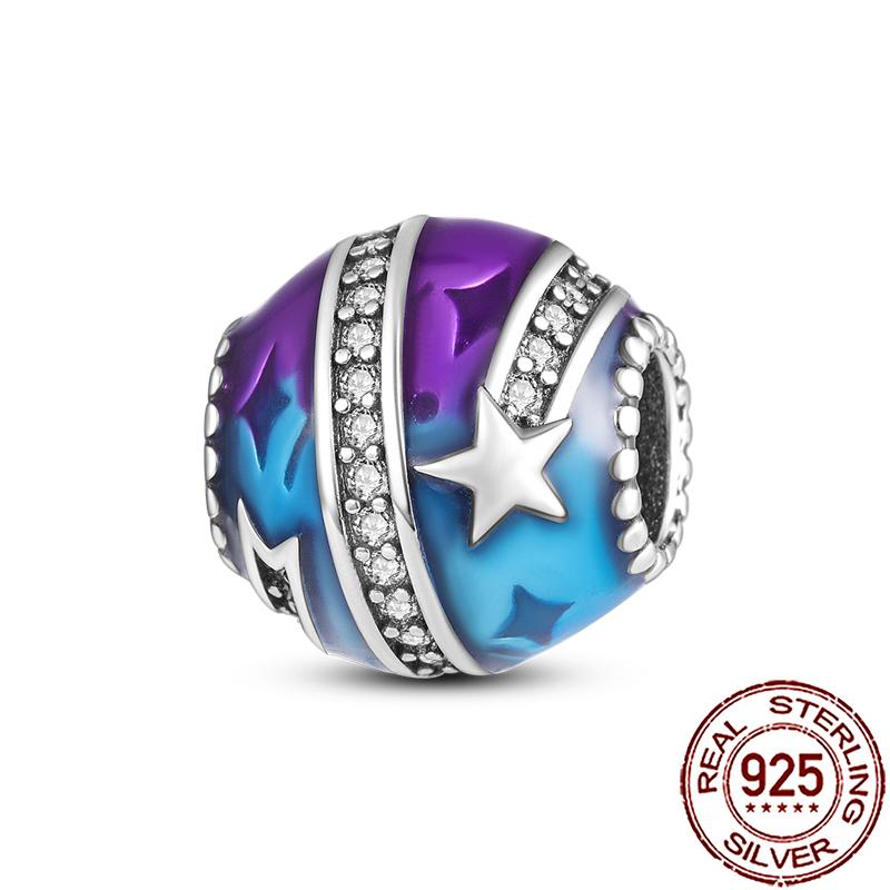 Charms Copper Moon Star Night Sky Galaxy Celestial Dangle Beads Fit Snake Chain Bracelet Necklace Women Diy Jewelry