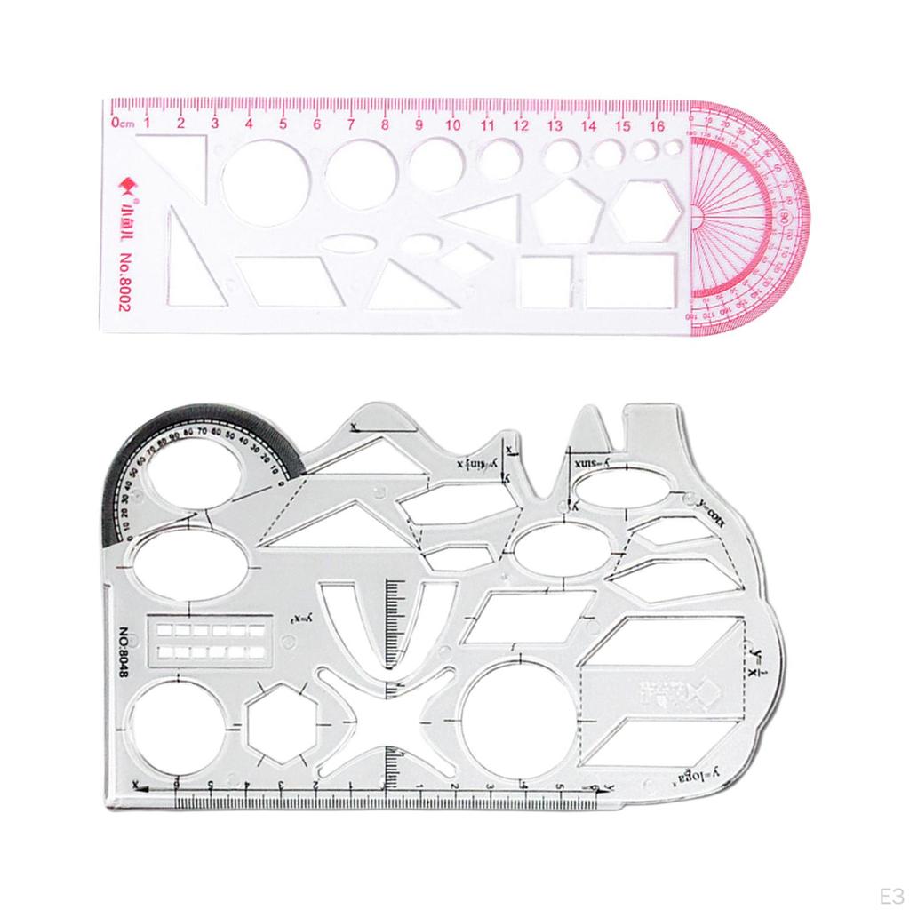 Multi-Function Drawing Ruler Stencil Geometric Plastic Template Rotary Mathematics for Drafting