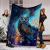 1pc Fantasy Owl Artwork Print Outdoor Blanket, Lightweight Polyester,