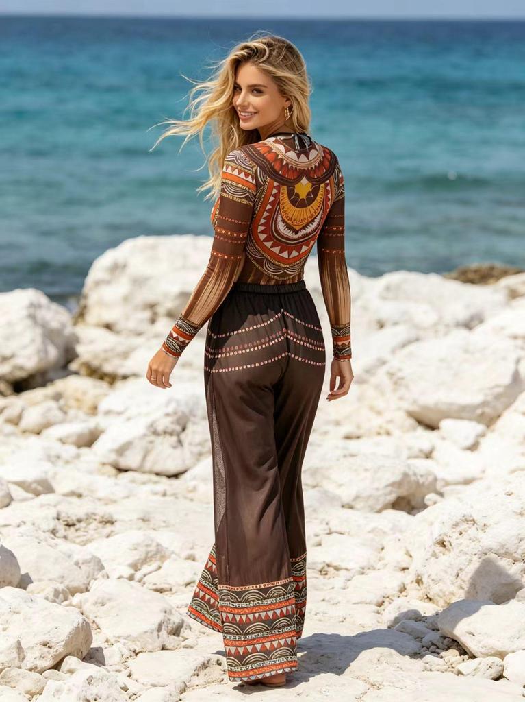 2026 European & American Cross-Border Spring/Summer Women's Loose Two-Piece Printed Swimsuit