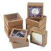 16pcs Kraft Paper Cardboard Gift Drawer Boxes with Plastic Cover Square BurlyWood Finished Product: 8.2x8.3x3.2cm