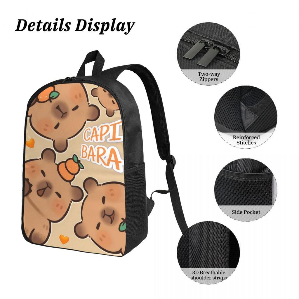 3Pcs Funny Capybara Kawaii School bags Set for Kids Pencil Boxes Backpack Sets with Lunch Box For School Students Knapsack