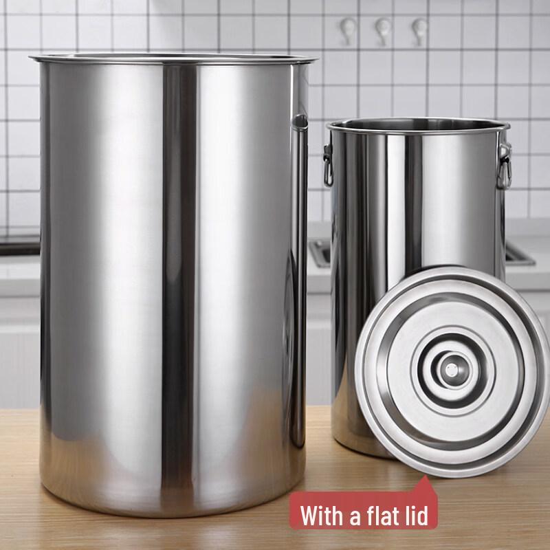 Stainless Steel Storage Bucket with Lid and Handle