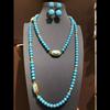 Turquoise Long Sweater Chain Multi-layer Double-layer Vintage High-end Necklace Earrings