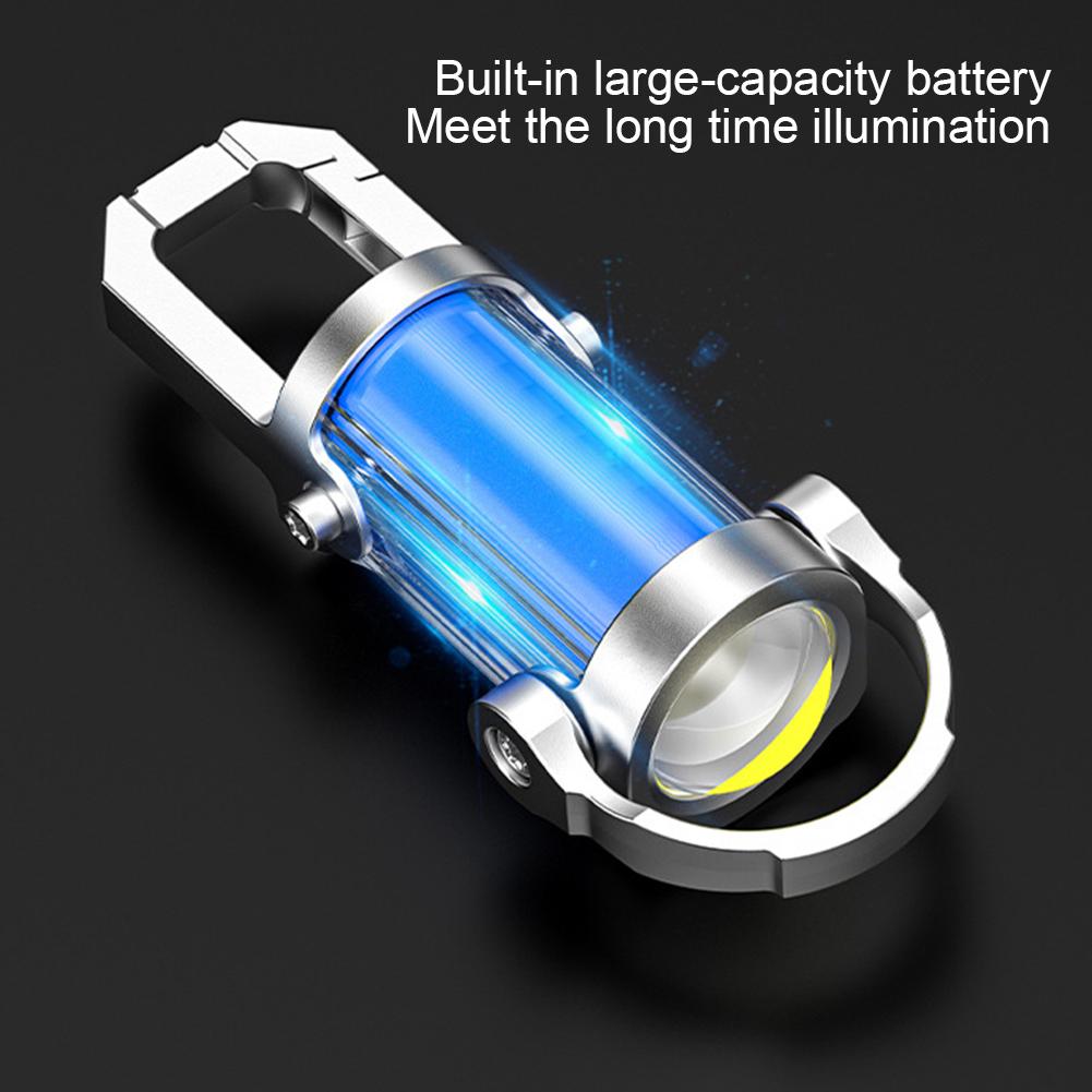 1-5PCS LED COB Flashlight USB Rechargeable Torch Aluminum Alloy Keychain Lamp Portable Pocket Outdoor Camping Working Lantern