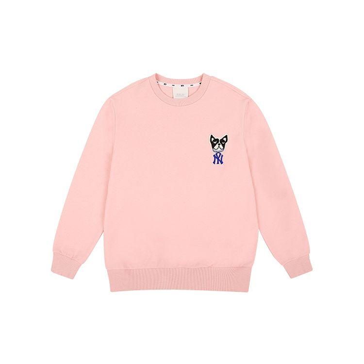 MLB Cartoon Series Dog Embroidered Sports Crewneck Sweatshirt Unisex Sweatshirt Pink 31MTC1011-50P