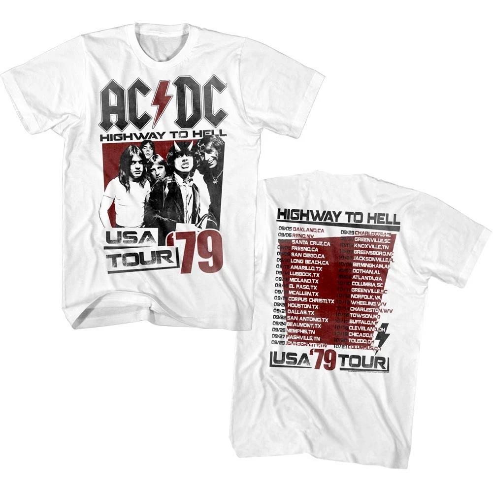 ACDC Highway To Hell USA Tour 1979 Men s T Shirt Vintage Rock Band Album Merch High-end Luxury Is for Both Men and Women Top Y2k S