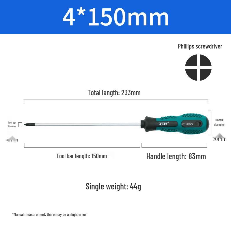 Heavy-Duty Screwdriver Set: Phillips & Flathead, Dual-Use Specialty Tool with Two-Color Handle