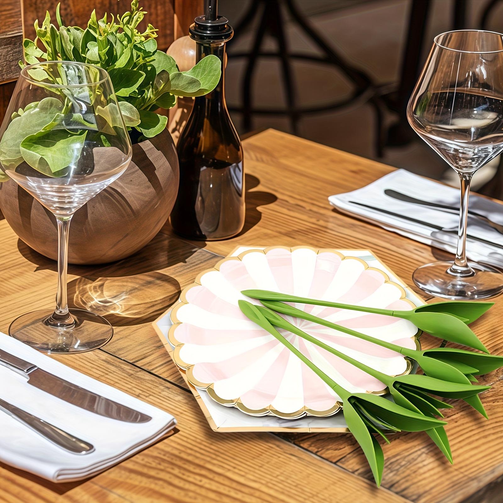 

4pcs Flower Napkin Holder Set Creative Floral Bloom Design Table Decor for Home and Events 4pcs pack зелёный