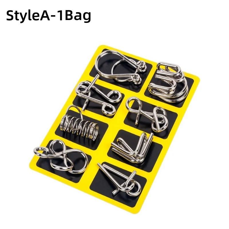 8PCS/Set Metal Montessori Puzzle Wire IQ Mind Brain Teaser Puzzles Children Adults Interactive Game Reliever Educational Toys