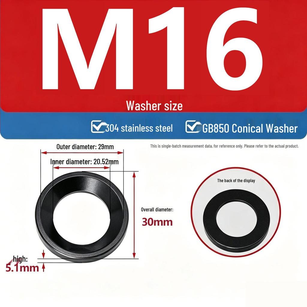 304 Stainless Steel Conical, Spherical, and Concave Convex Washers (M6, M8, M10, M12)