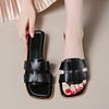 Large size thick-heeled slippers for women, new square head, light one-pedal lazy slippers Slippers