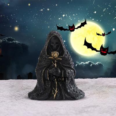 Halloween Ornament Gotischer Stil Mysteriöses Schwarzes Gewand Design Böses Gesicht Statue Halloween Themenparty Dekoration