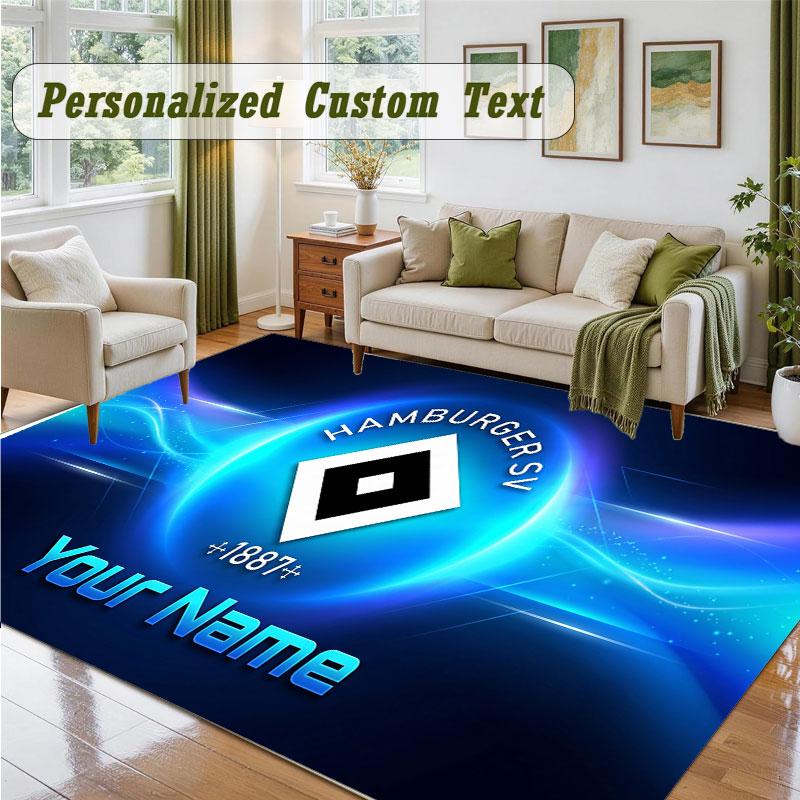 Crystal Velvet Square Rug Custom NameHamburger SV Pattern Non Slip Home Floor Decor Rug