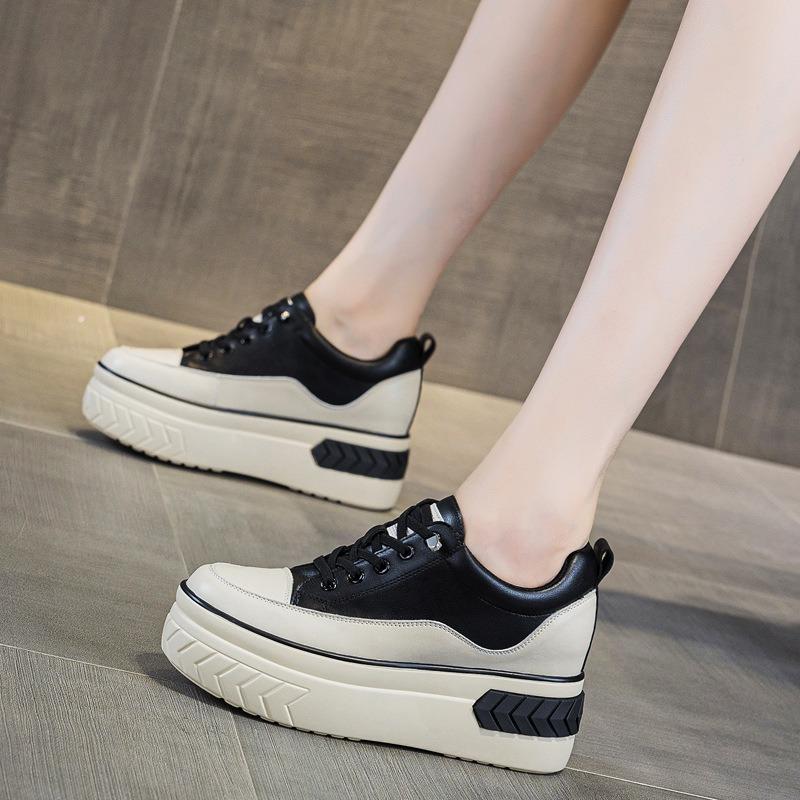 Autumn women's shoes new wedge heel muffin single shoes high heel thick sole inner height increase casual shoes sub-board shoes