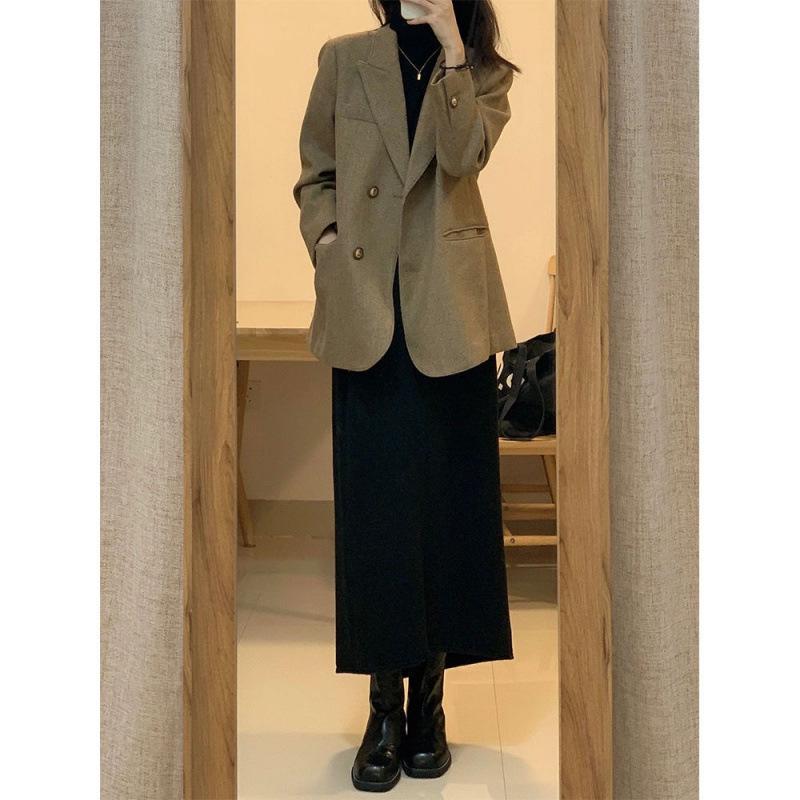 Костюмный пиджак и вязаное платье в стиле Хепберн из смесовой шерсти - Осенняя коллекция S