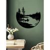 Bohemian Metal Wall Art Landscape Silhouette Round Sculpture Rustic Iron Hanging Decor for Home Garden Living Room Balcony