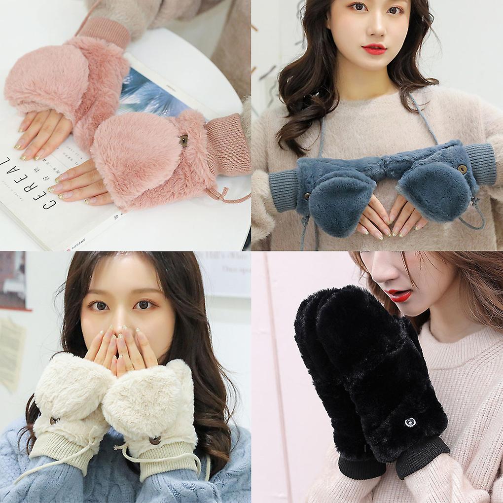 Warming Glove with Neck Strap Mittens Windproof Thickened Gloves Accessory