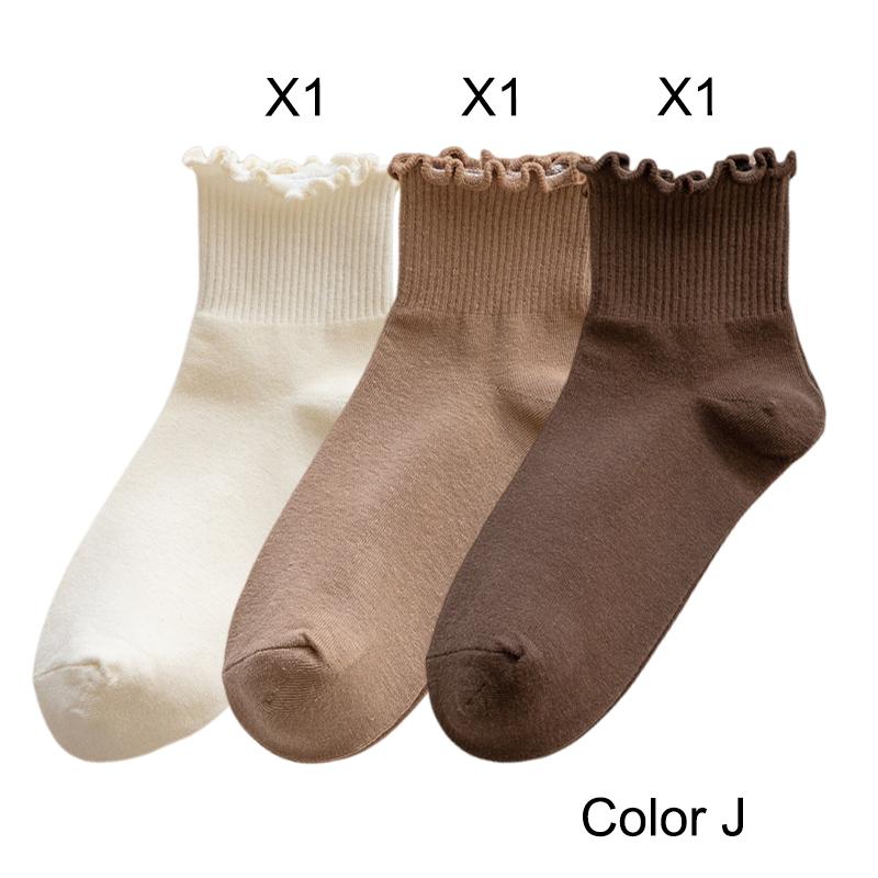 3 Pairs/Lot Cute Socks For Women New Japanese Style Breathable Girls Short Socks Kawaii Solid Socks Frilly Ruffle Socks Casual
