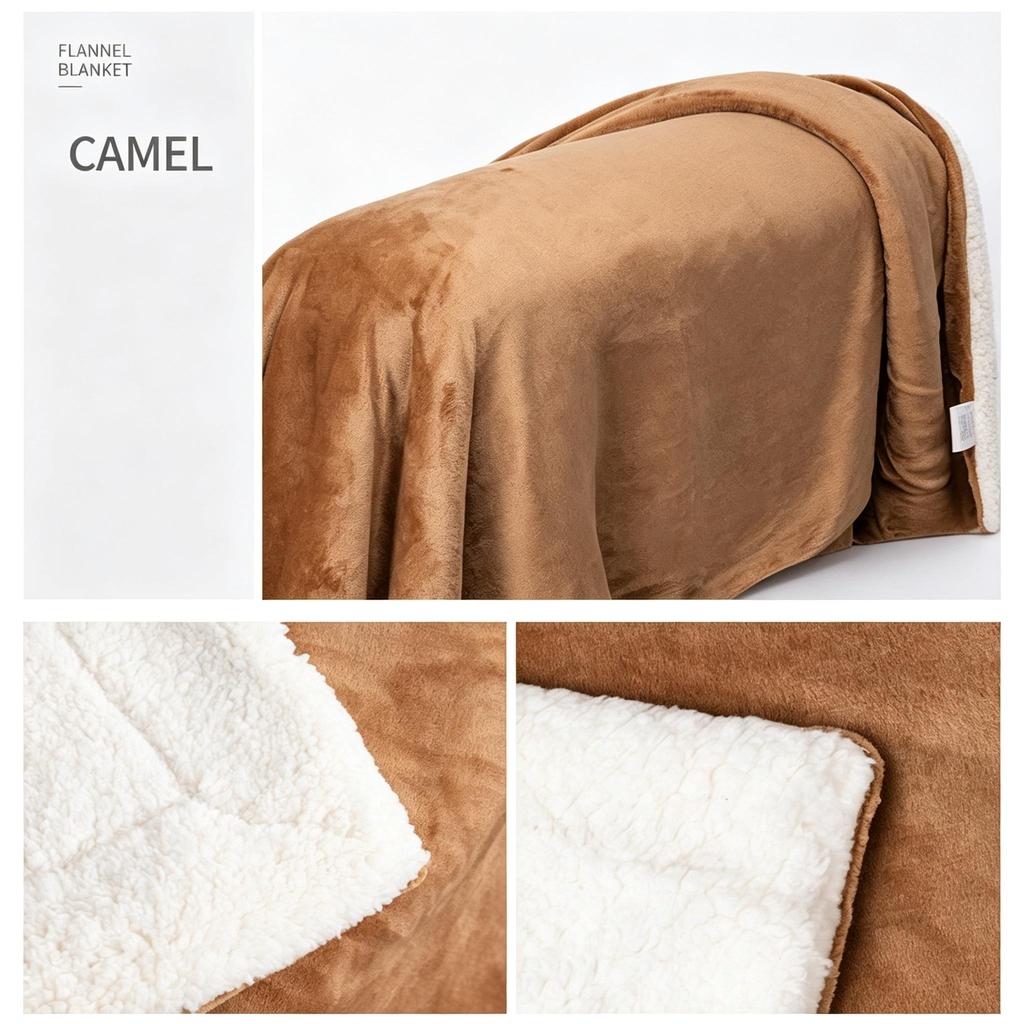 Doppellagige Flanell-Sherpa-Kuscheldecke, Dicke Warme Einfarbige Decke, Ganzjahres-Sofabettbezug für Zuhause