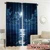 2pcs   2D FLAT PRINTING Curtains (Without Rod) Moonlit Ocean Modern Light Filtering Curtains Durable Polyester Curtains
