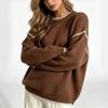 Oversized Striktrøjer til Kvinder Efterår Hyggelig Langærmet Pullover Blød Fluffy Ensfarvet Sweater Outfits Dame Afslappet Strikket Rund Hals Jumper Toppe