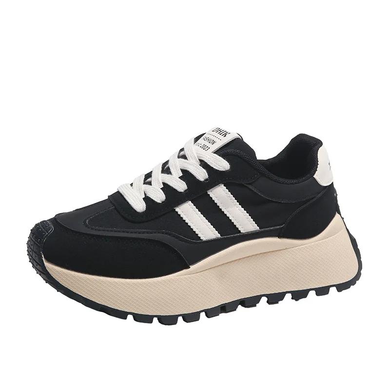 Women's Comfortable Thick Bottom Casual Shoes Spring Summer Autumn Fashionable Breathable Mesh Lined Round Toe Flat Footwear