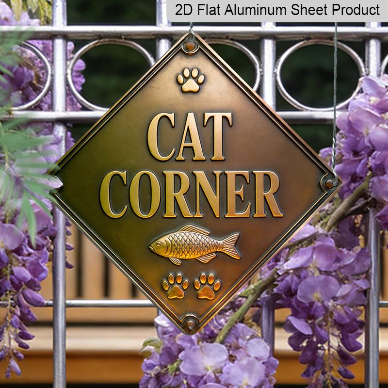 2D Flat, 1pc Vintage Cat-Themed Aluminum Wall Sign - Retro Suitable for Office, Living Room, Hallway Decor - Cat Decoration Panel for Entryway