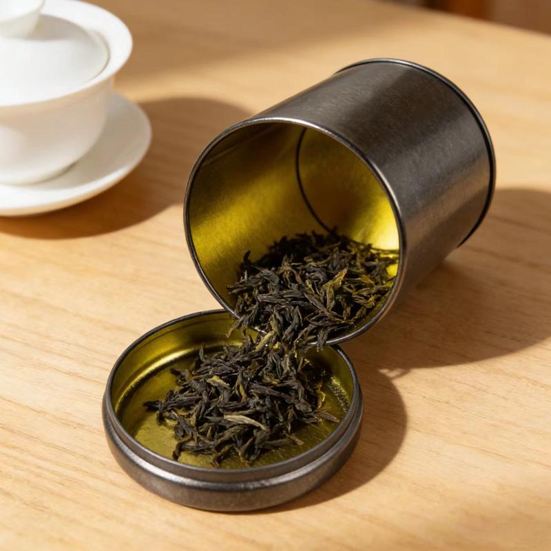 Retro Frosted Round Metal Tea Tin - Iron Storage Container