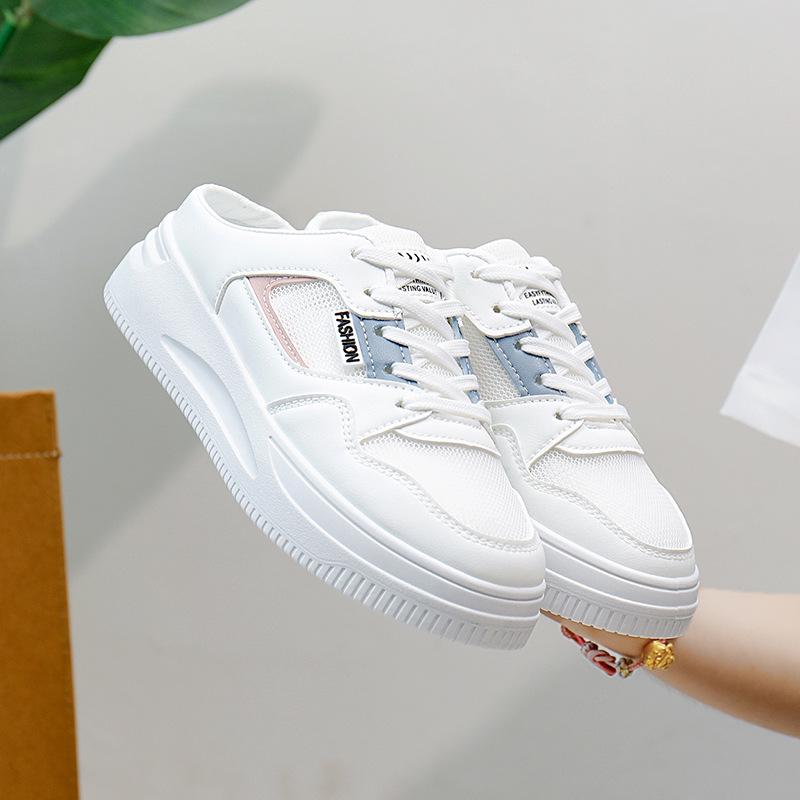 Новые летние полутапочки с закрытым носком женская уличная обувь повседневные белые туфли без шнуровки на тонкой подошве 35 2487₽