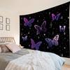 Purple Butterfly Tapestry Wall Hanging Black Starry Night Sky with Celestial Galaxy Wall Tapestry Bohemian Wall Decor Bedroom