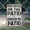 Funny Retro Metal Patio Sign – What Happens On The Patio Stays On The Patio Weather-Resistant Outdoor Wall Art, 1PC