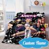 Custom Name Vibrant Anime KPop  Blanket bed sofa Blanket Flannel Blanket for Camping, Hiking, Picnic Essentials,gift for Fan family