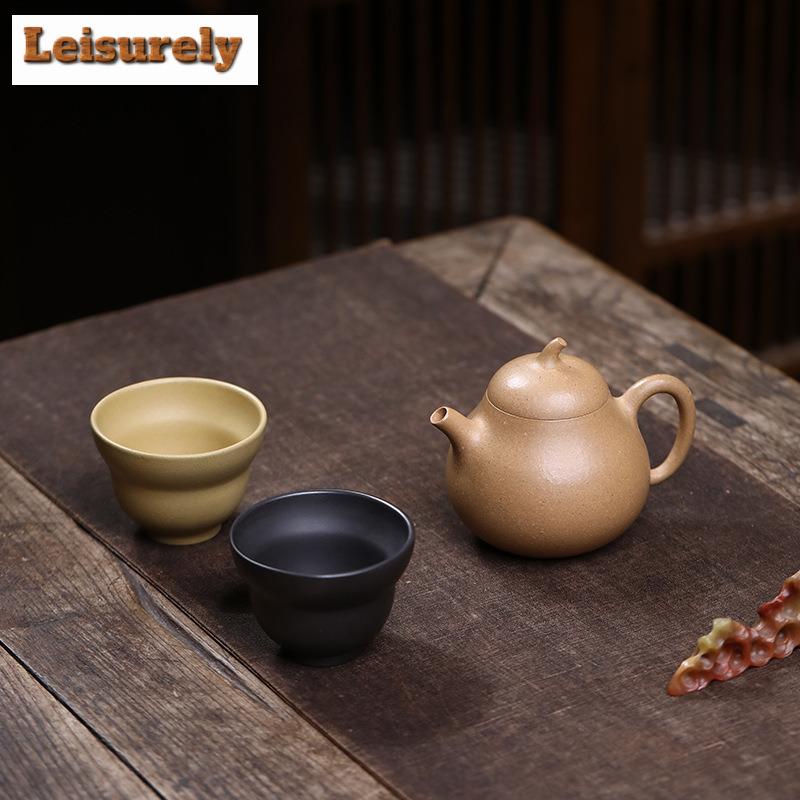 Yixing Purple Clay Teapots Handmade Eggplant Pot Raw Ore Section  Mud Tea Making Kettle With Strainer Zisha Tea Set 1 Pot 2 Cups