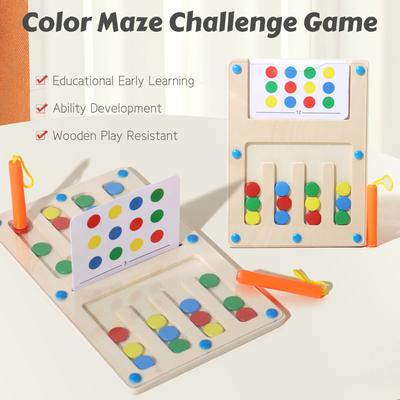 Vierfarbiges Laufspiel Schach Einzel- und Doppel-Labyrinth Kampfspiel Logisches Denken Training Montessori Früherziehung Puzzlespielzeug
