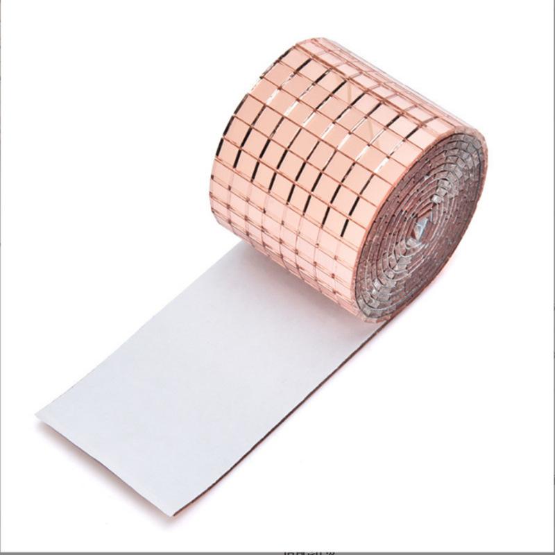 

4x100 см Креативные наклейки на стеклянное зеркало своими руками Мозаичные стеклянные самоклеящиеся наклейки на зеркало 3D Фоновое настенное зеркало Украшение 4cmX100cm-2rolls розового золота