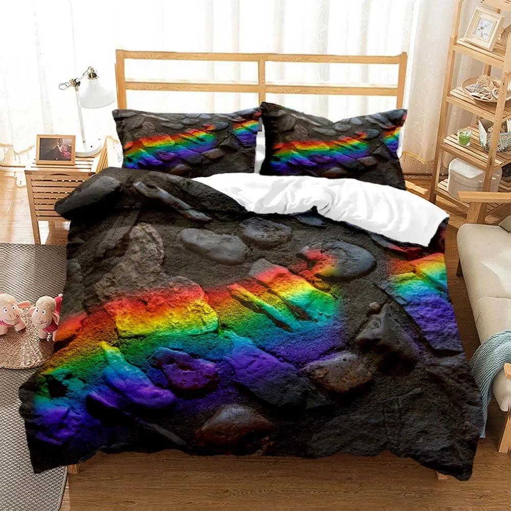 Rainbow Digital Printing Polyester Bedding Set for Boys and Girls Bedding Set for Teenagers Bedding Set Exquisite Printing