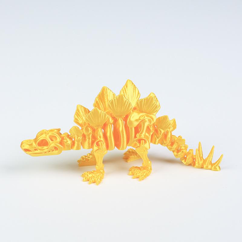 3D Printed Stegosaurus Dinosaur Skeleton & Dragon Ornament Figure - Children s Dinosaur & Chinese Dragon Toys 19cm