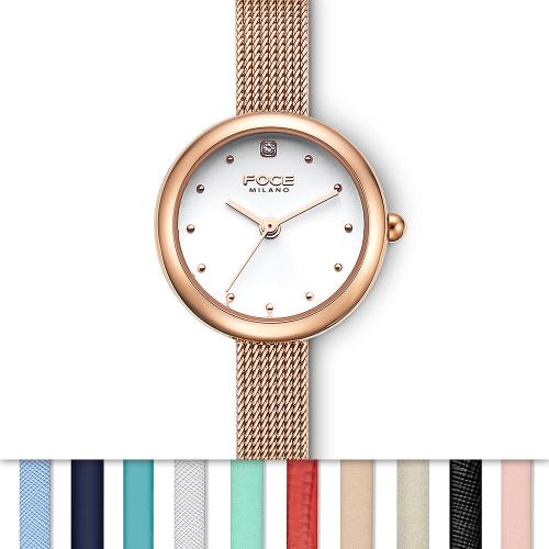 [FOCHE LADY] FOCHE LADY Women s Macaron Watch Changeable Band FM2013WRG Black Enamel