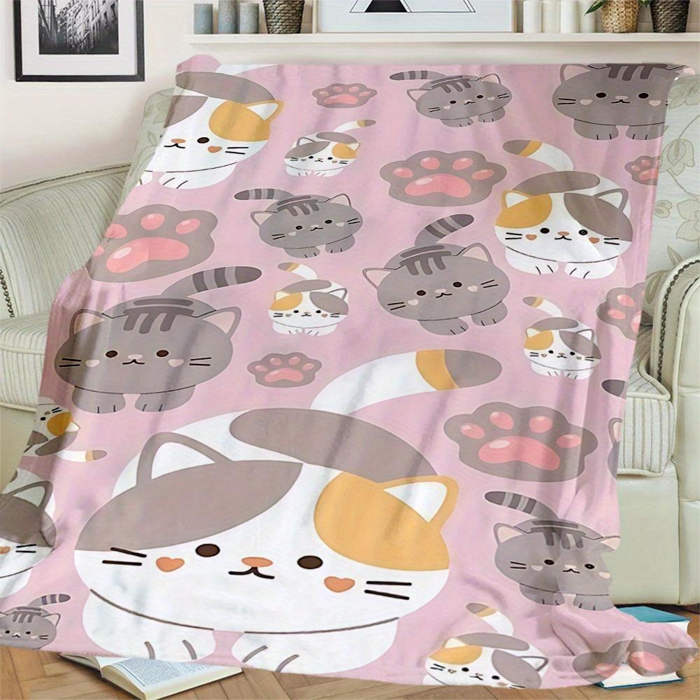 1Pc Cats, Paws Print Flannel Blanket, High quality Digital Printing, Comfortable for All Seasons, Home DecorGifts821027