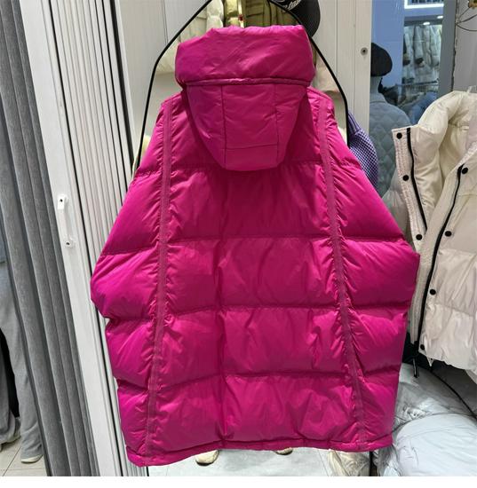 2026 Winter Damen Übergröße Mittellange Kapuzen-Daunenjacke - Europäischer Stil Trendig, Locker, Verdickte Oberbekleidung