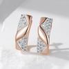 Shiny Natural Zircon Drop Earrings For Women  Rose Gold  Color Mix Setting Design Daily Bride Wedding Jewelry