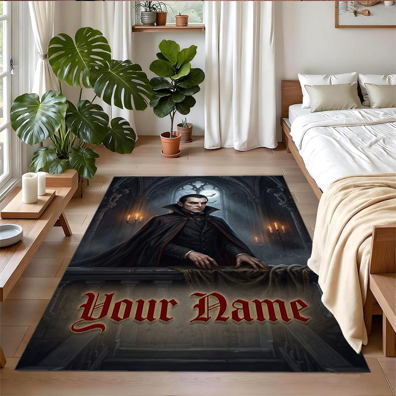 Crystal Velvet Rug Custom Name Text, Soft Non Slip Floor Mat Home DecorDracula