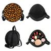 Leopard Print Round Shoulder Bag Casual Messenger Bag for Woman Best Gifts 2D Flat Casual Daily Crossbody Bag